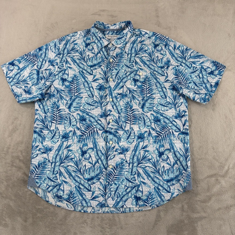 Tommy Bahama Hawaiian Tortola Camp Shirt in Blue Floral Men XL Resort Vacation